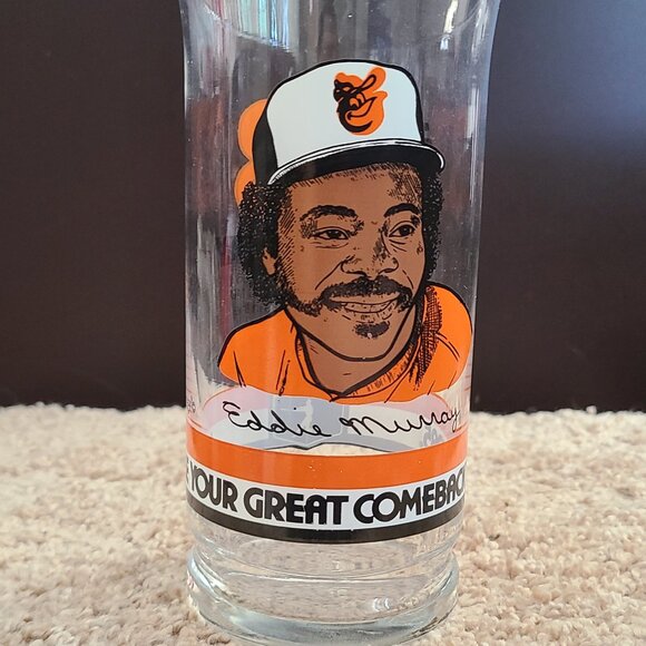 Vintage MLB 1985 #33 Eddie Murray Baltimore Orioles Great Comeback Glass - Picture 1 of 4